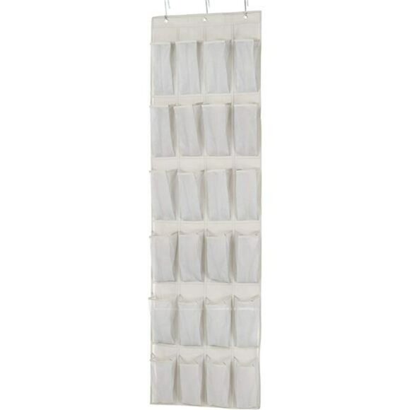 Over Door Hanging Shoe Organizer 24 Pocket Rack Holder Closet Storage Grey - Picture 1 of 8